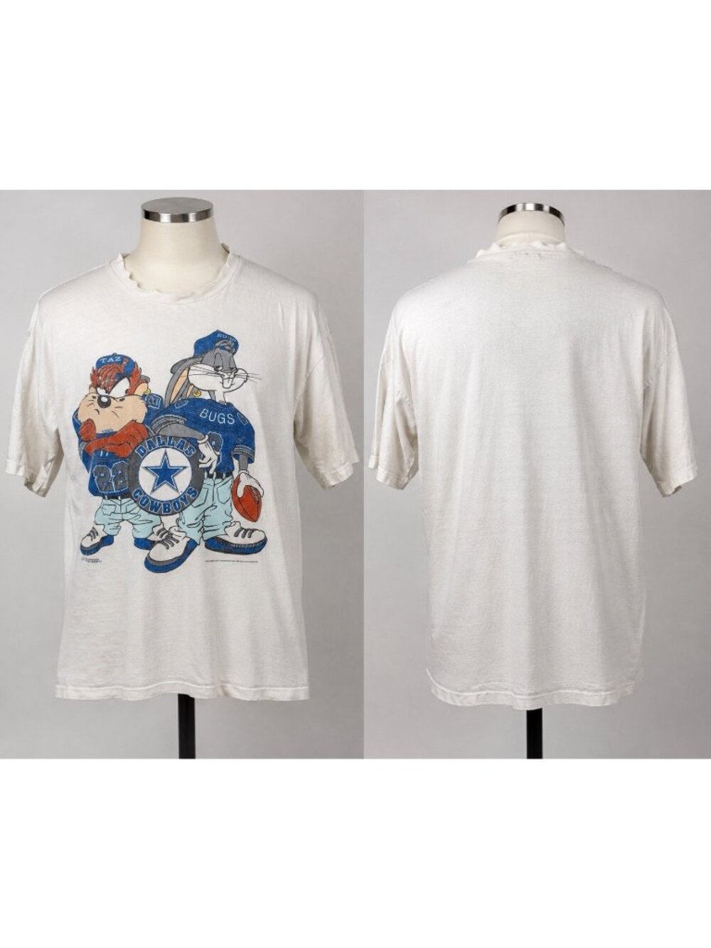 Vintage 1993 Dallas Cowboys Looney Tunes Taz Bugs Bunny Tultex USA XL T-Shirt